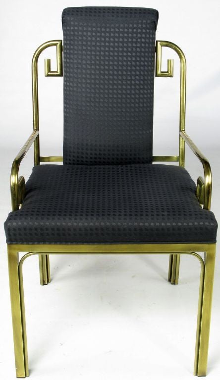 Late 20th Century Set Of Six Mastercraft Greek Key Design Brass Dining Chairs