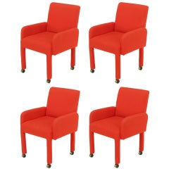 Four Design Institute America Red Wool Armchairs