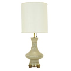 Heathered & Horizontal Stripe Glazed Pottery Table Lamp