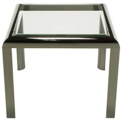 DIA End Table in Radiused Gunmetal with Beveled Glass
