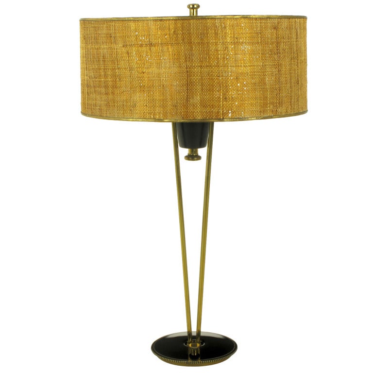 Rare 1950s Black Lacquer and Brass Suspension Stiffel Table Lamp at 1stDibs