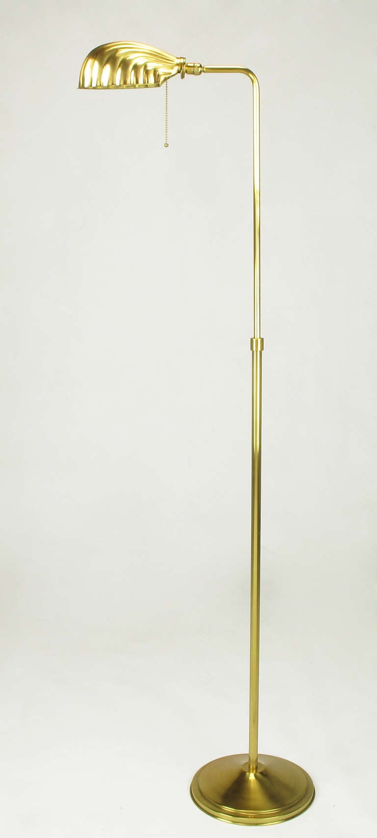 American Pharmacy Style Brass Shell Shade Floor Lamp