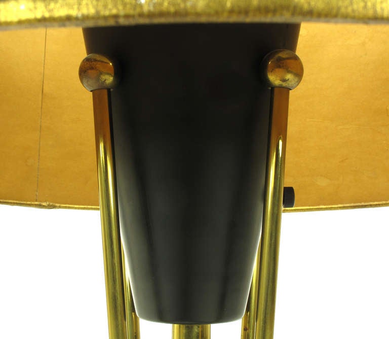Mid-20th Century Rare 1950s Black Lacquer & Brass Suspension Stiffel Table Lamp