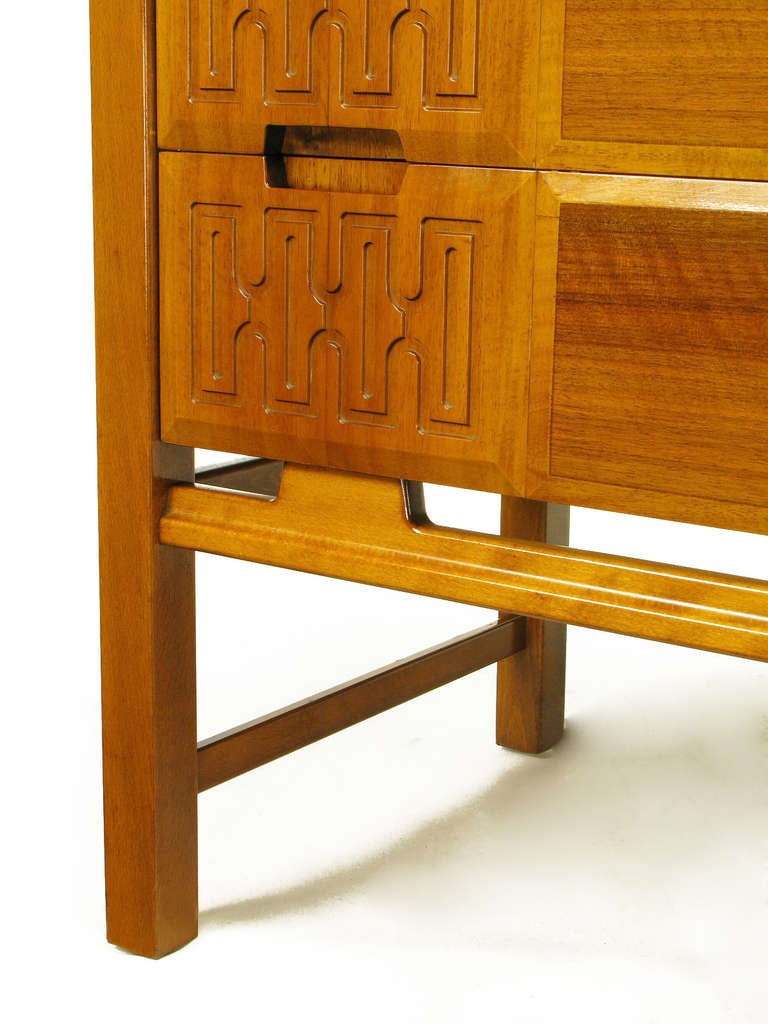 Swedish Teak Carved-Front Long Dresser Attributed to Edmond Spence 3