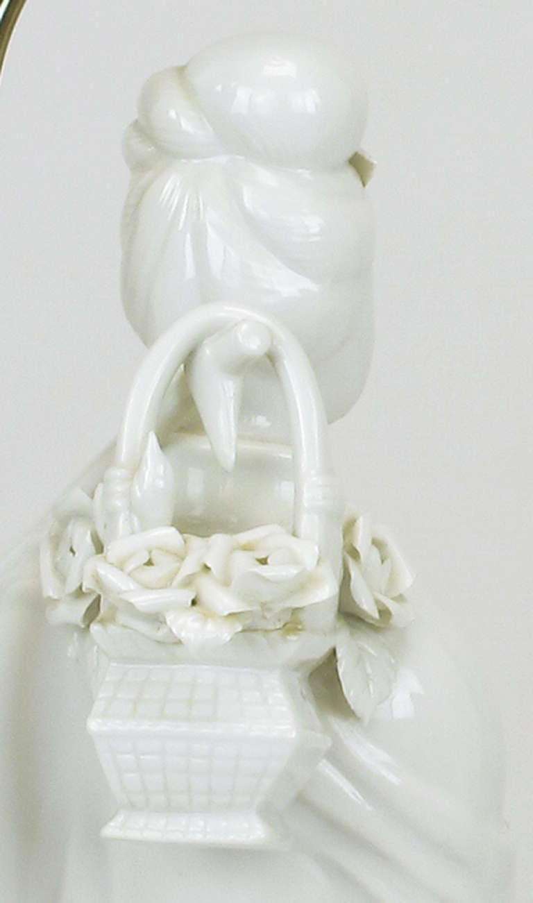 Pair Blanc De Chine Female Figure Table Lamps 1