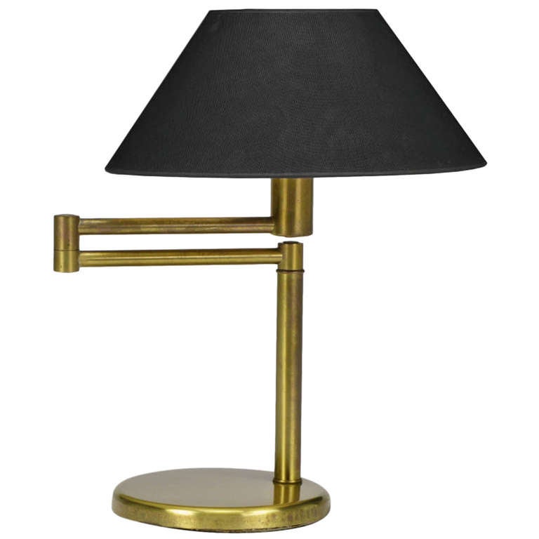 Walter Von Nessen Brushed Brass Swing-Arm Desk Lamp