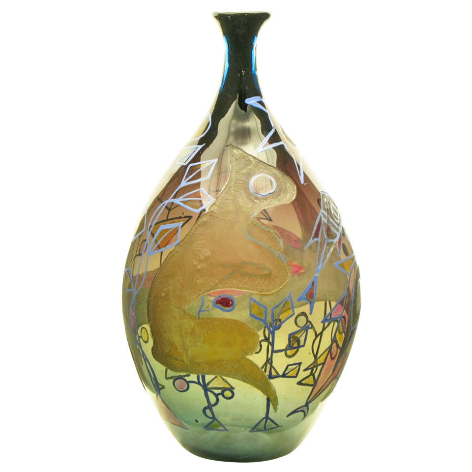Lacquer Vase Hand-painted Abstract Arts 