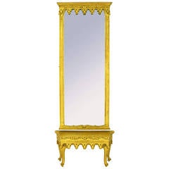 Vintage La Barge Italian Gilt Wood Pier Mirror and Table with Integral Jardiniere