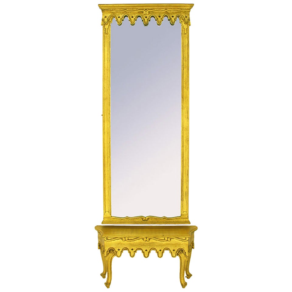 La Barge Italian Gilt Wood Pier Mirror and Table with Integral Jardiniere