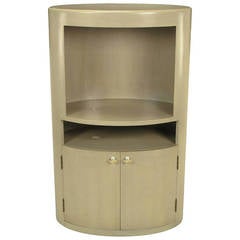 Custom Driftwood Grey Birch Oval Tall Cabinet 11