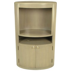 Custom Driftwood Grey Birch Oval Tall Cabinet