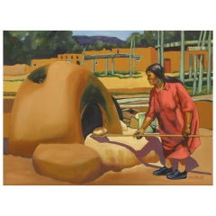 Dorothy May Strait - Peinture à l'huile amérindienne colorée