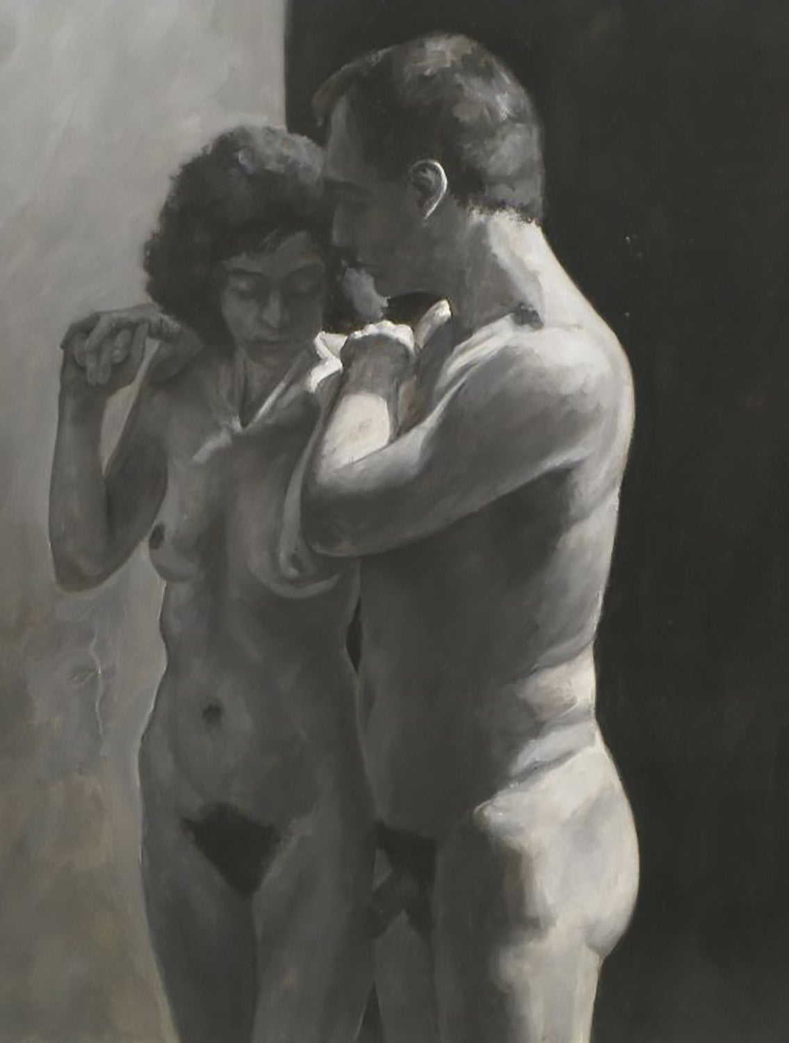 Robert Kinsell Charcoal and Gouache of Nude Couple In Good Condition In Chicago, IL