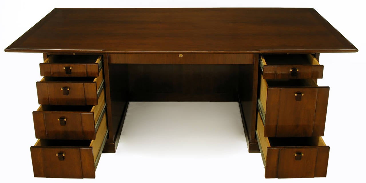 Edward Wormley Walnut and Rosewood Executive Desk In Good Condition In Chicago, IL