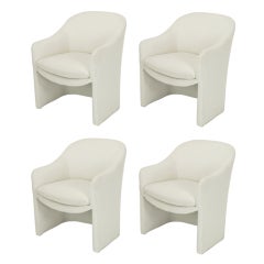 Four White Sculptural Armchairs By Milo Baughman