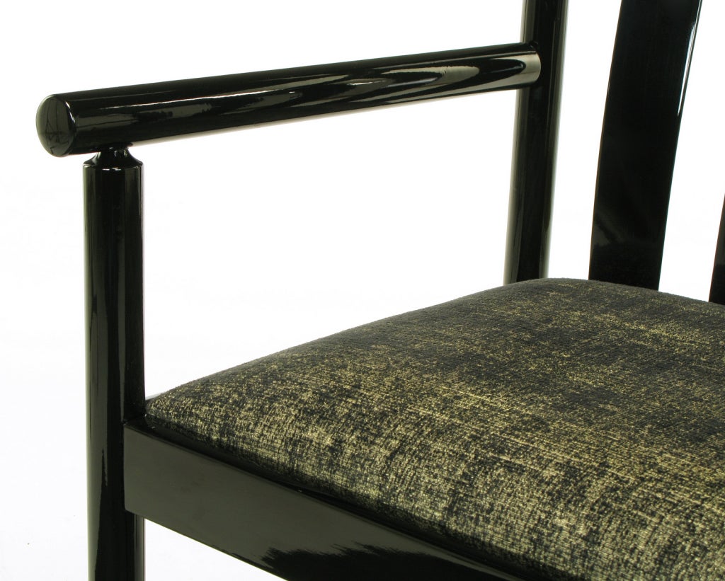 Set Four Stendig Black Lacquered Italian Slat Back Armchairs For Sale 3