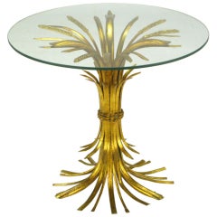 Italian Gilt Metal Sheaf Of Wheat End Table