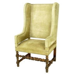 Meyer-Gunther-Martini Camel Suede & Nail Head Wing Chair