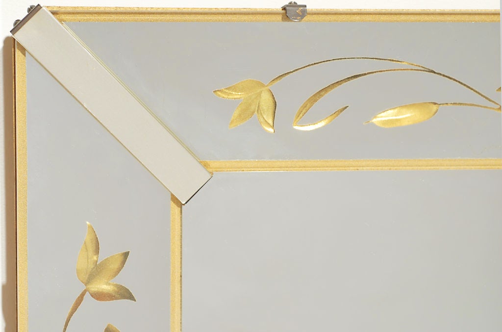 Etched & Reverse Gilt Art Deco Mirror