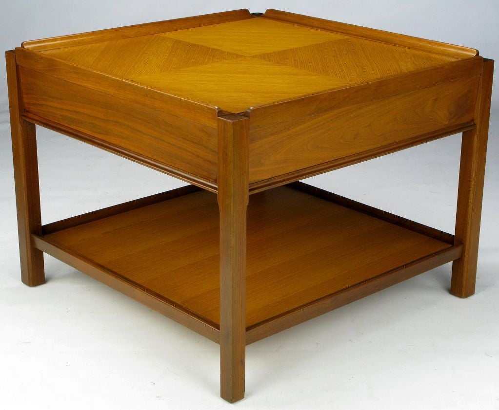 American Widdicomb Walnut Parquetry Top End Table For Sale