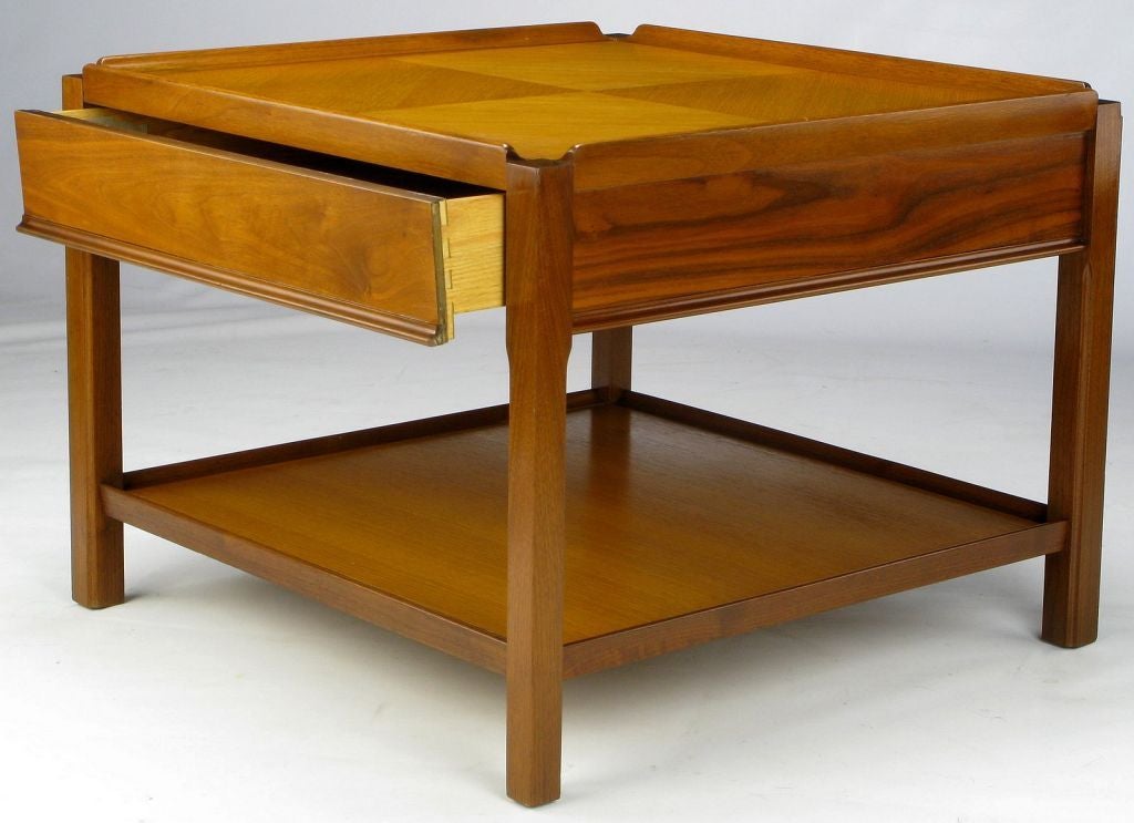Mid-20th Century Widdicomb Walnut Parquetry Top End Table For Sale