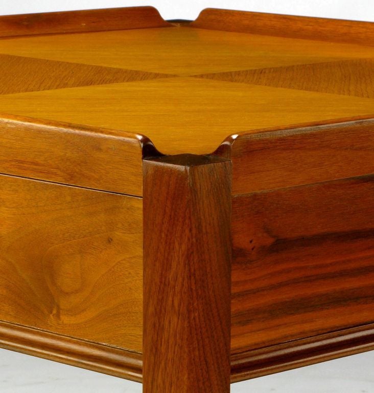 Widdicomb Walnut Parquetry Top End Table For Sale 1