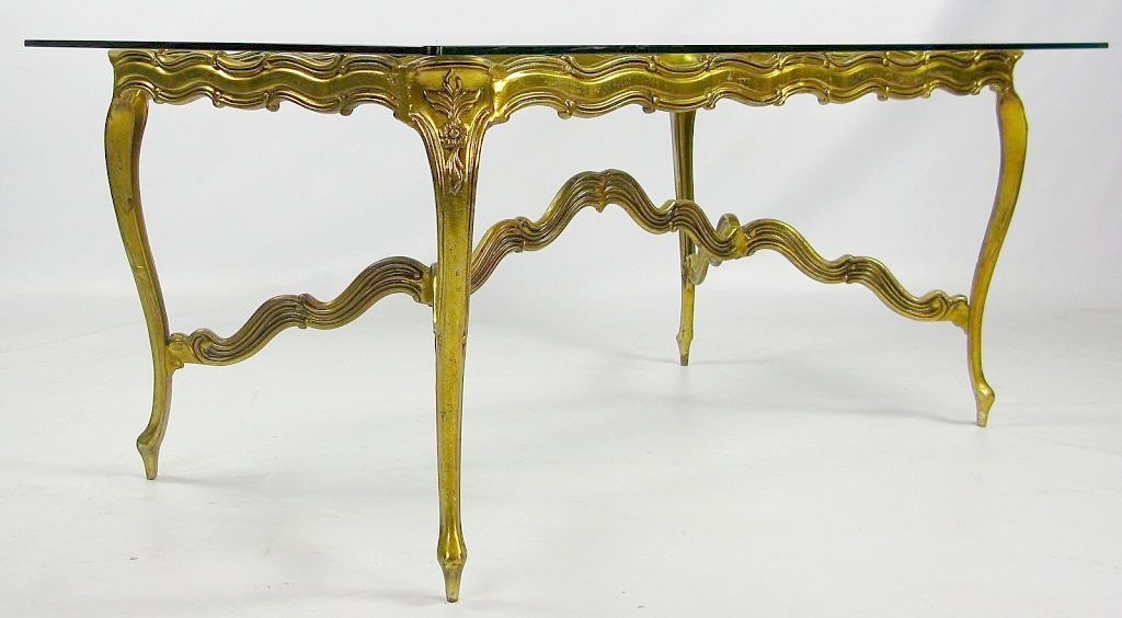 Gilt Cast Aluminum & Glass Louis XV Dining Table 2