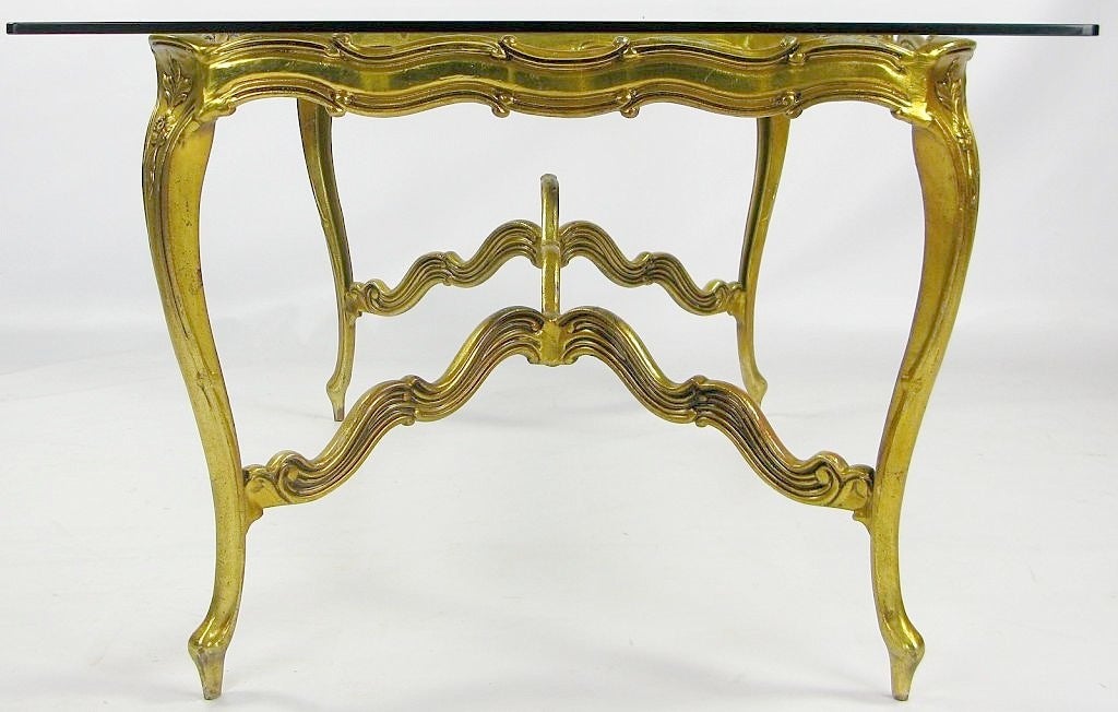 Gilt Cast Aluminum & Glass Louis XV Dining Table 1