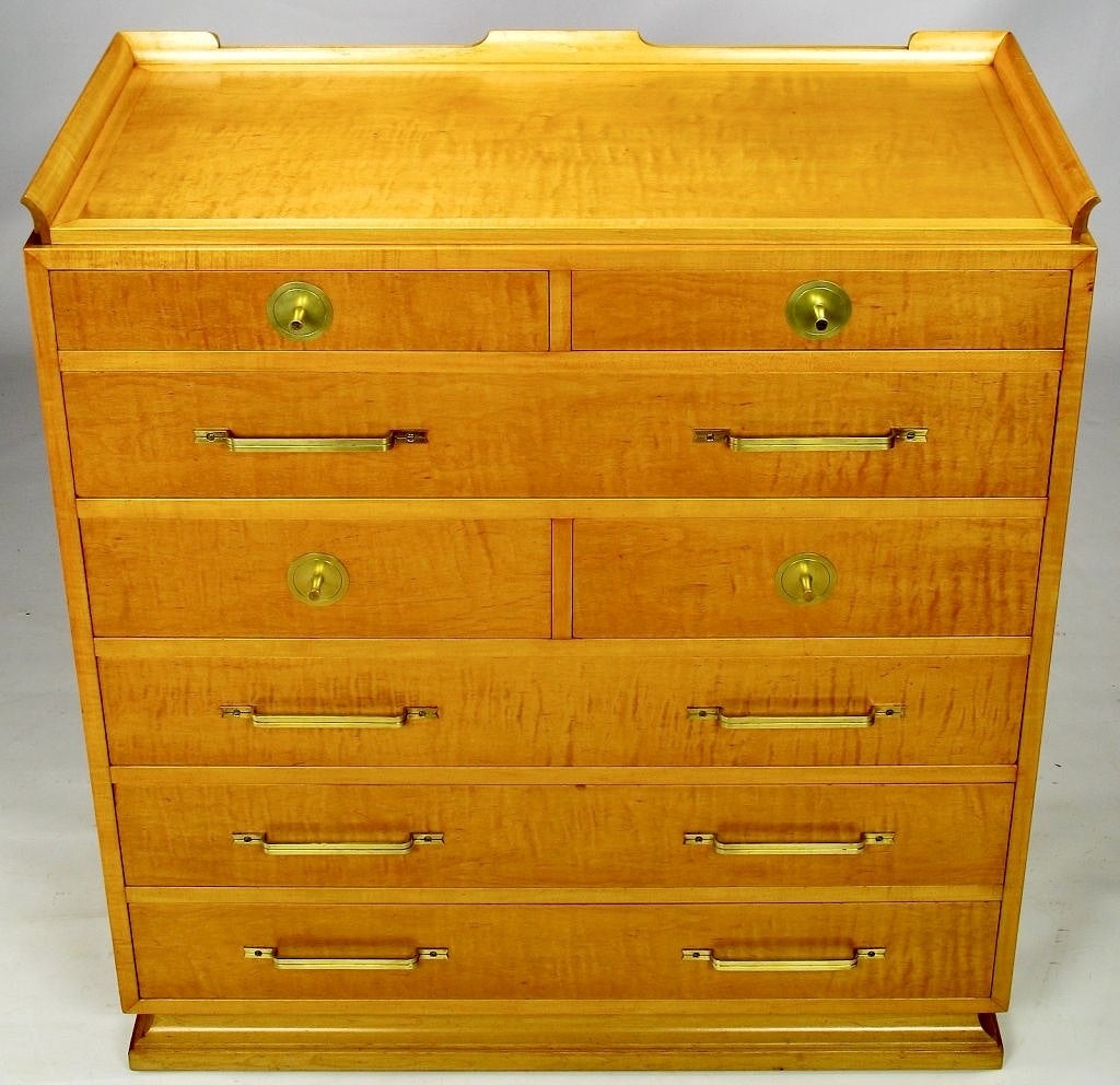 Parzinger Style Eight-Drawer Chest In Curly Maple