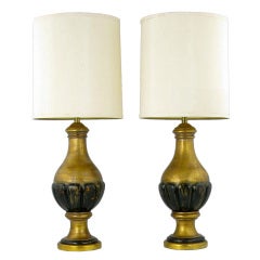 Pair Marbro Gilt Wood 
Gesso Neoclassical Table Lamps