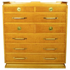 Parzinger Style Eight-Drawer Chest In Curly Maple
