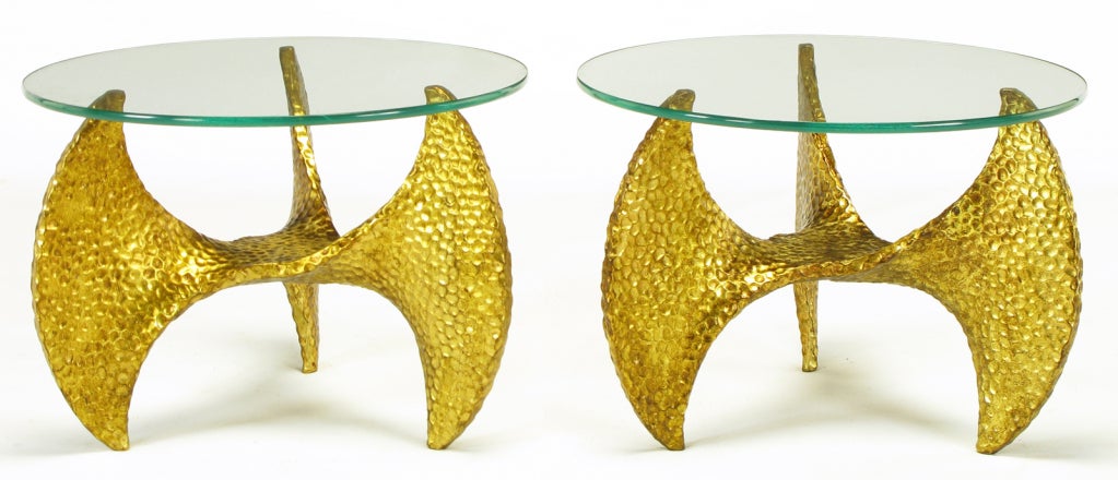 Pair Cast & Gilt Resin Propeller Tables After Knut Hesterburg