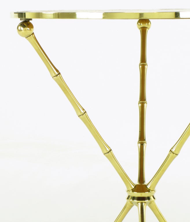 Italian Faux Bamboo Brass and Capiz Shell Tripod Table 3