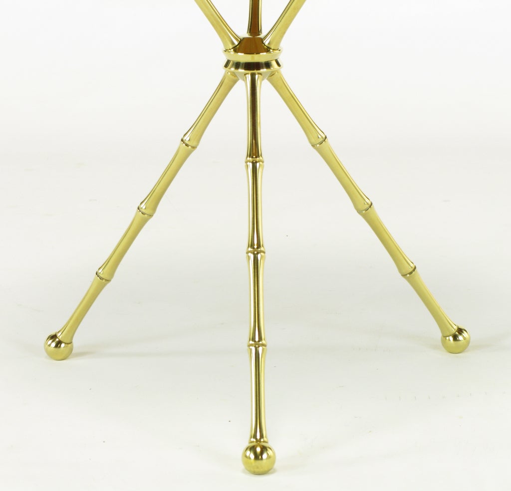 Italian Faux Bamboo Brass and Capiz Shell Tripod Table 4