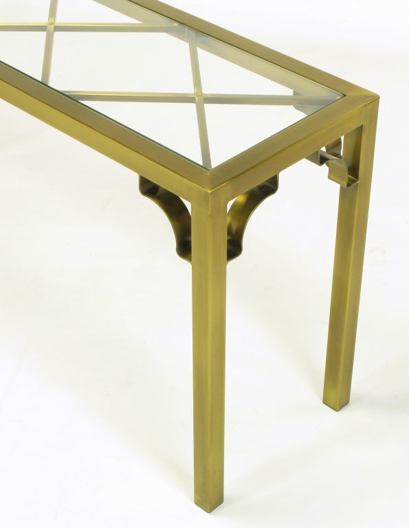 Mastercraft Brass Chinese Chippendale Console Table For Sale 1