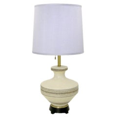 Hand Thrown Stippled Glaze & Striped Pottery Table Lamp