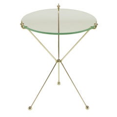 French Directoire Style Polished Bent Brass Rod Tripod Table. 9