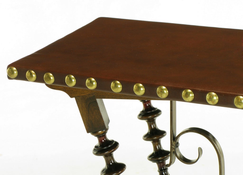 Aesthetic Movement Wood, Iron & Leather Console Table 3