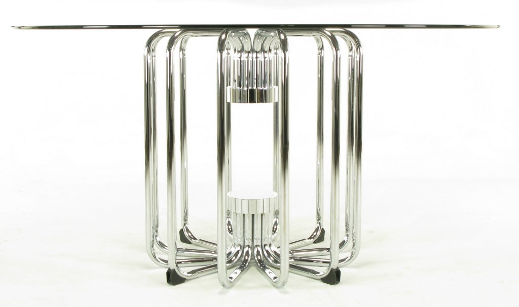 Late 20th Century Melon Form Chrome and Glass Dining Table