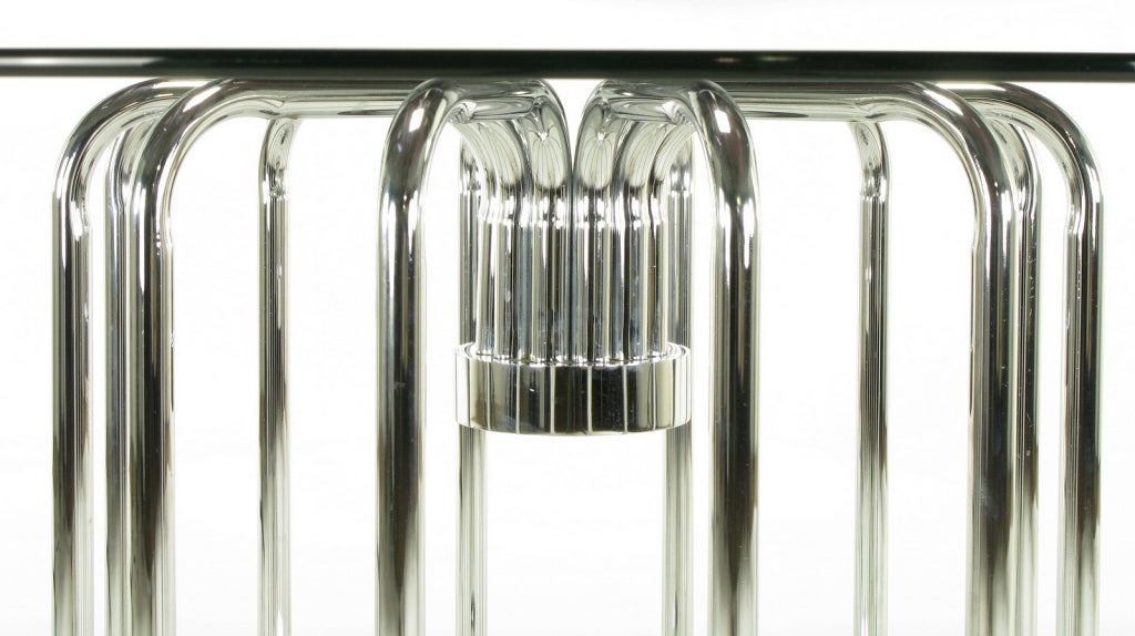 Melon Form Chrome and Glass Dining Table 3