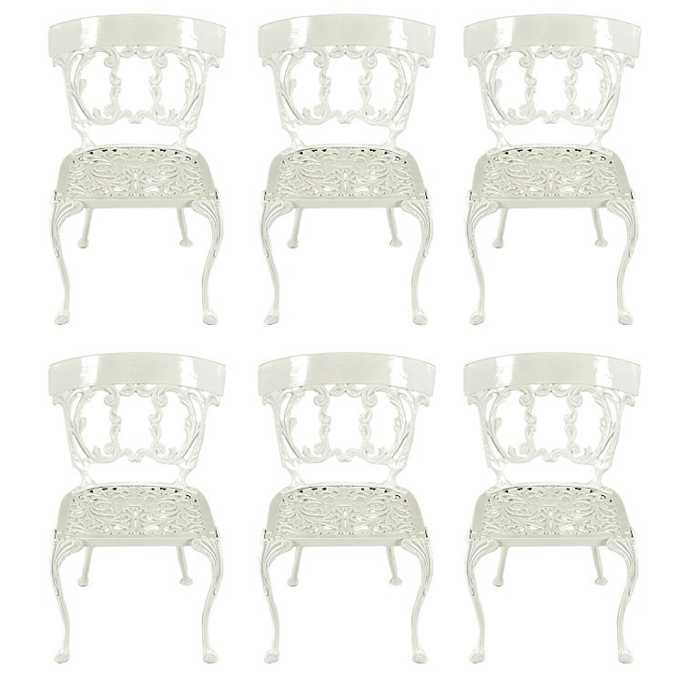 Six Molla Cabriole Leg Aluminum Dining Chairs For Sale