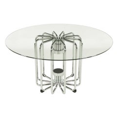 Melon Form Chrome & Glass Dining Table 1
