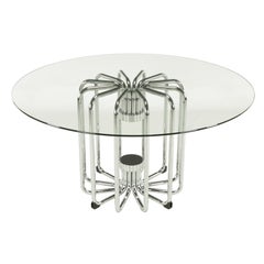 Melon Form Chrome and Glass Dining Table