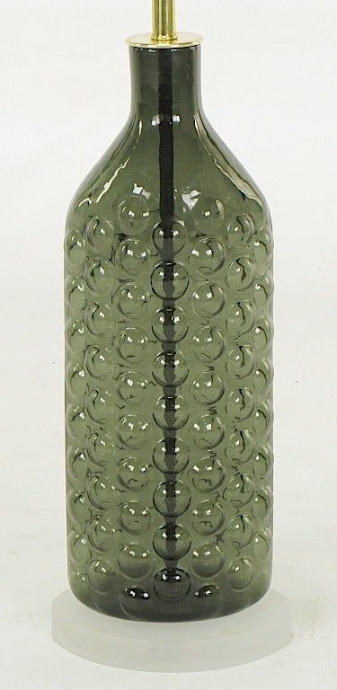 Pair Hand Blown Smoke Bubble Glass Table Lamps 2