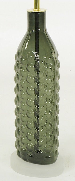 Pair Hand Blown Smoke Bubble Glass Table Lamps 3