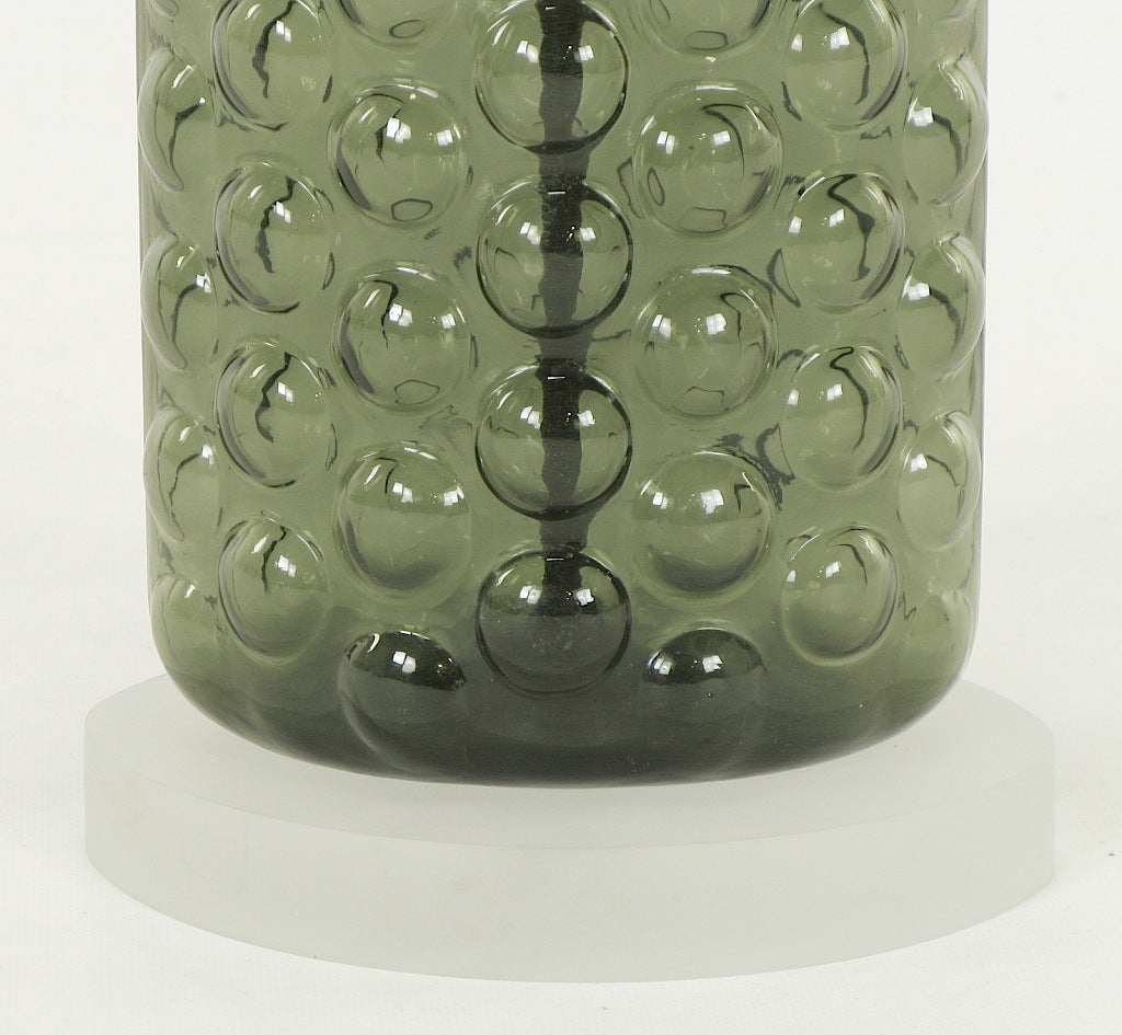 Pair Hand Blown Smoke Bubble Glass Table Lamps 4
