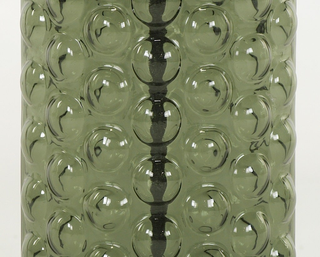 Pair Hand Blown Smoke Bubble Glass Table Lamps 5