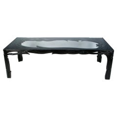 Vintage Phyllis Morris Carved & Black Lacquer Dining Table