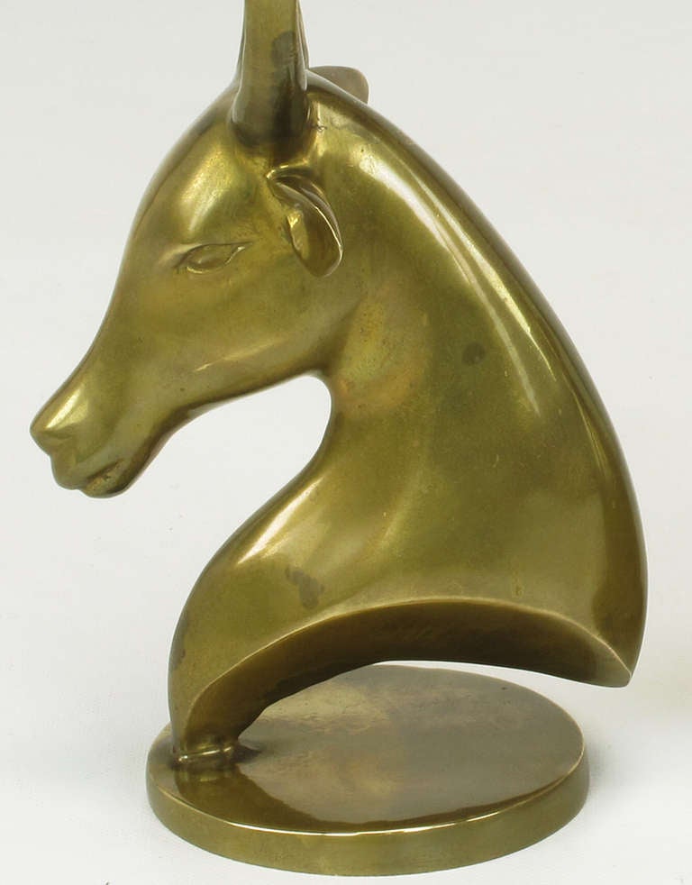 Pair Brass Antelope Sculptures 3