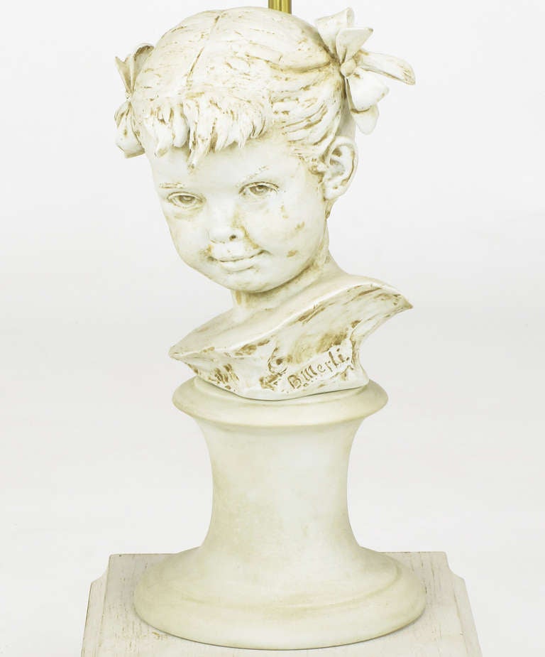 Bruno Merll for Marbro Capodimonte Child Bust Table Lamp In Excellent Condition For Sale In Chicago, IL